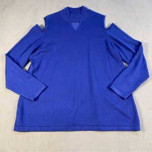 Susan Graver women’s Cobalt blue cold shoulder long sleeve Knit sweater, size 1X